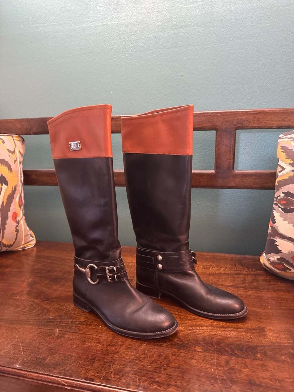 G.K. Mayer Two-Tone Leather Riding Boots with Bit Detail